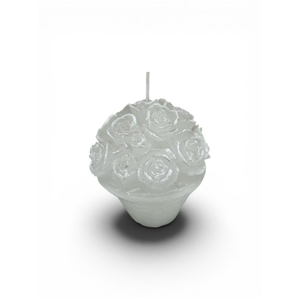 CANDELA ROSE NEL CESTO  WHITE GLITTERATA